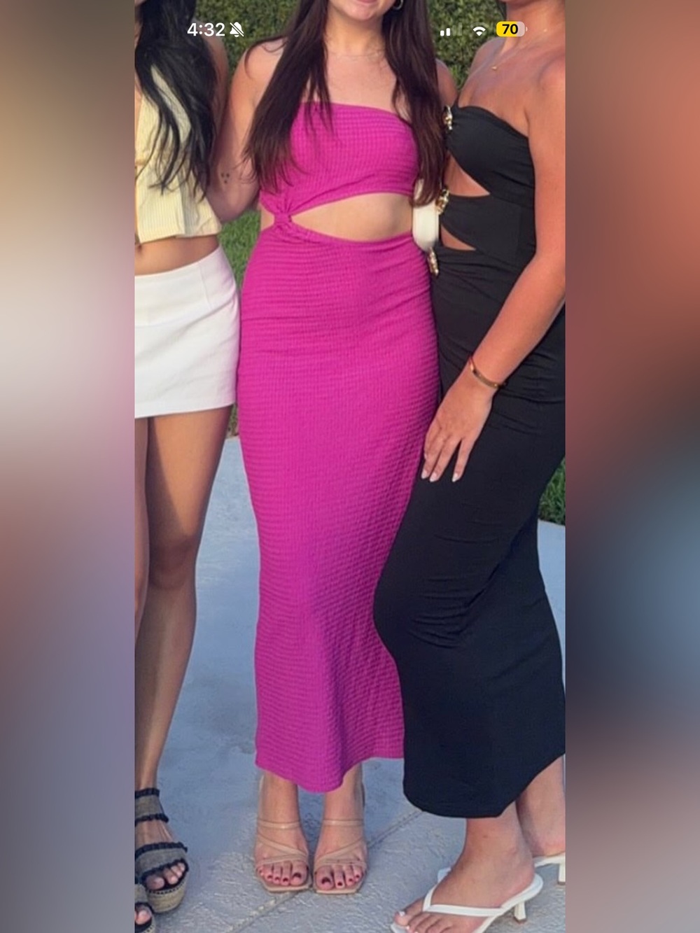 Women’s Fuchsia Cutout Maxi Dress with Side Slit - Picture 2 of 2